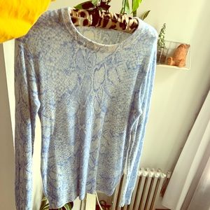 Blue Snake Skin Printed Cashmere (100%)